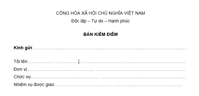 Mẫu bản kiểm điểm rút kinh nghiệm mới nhất là mẫu nào?