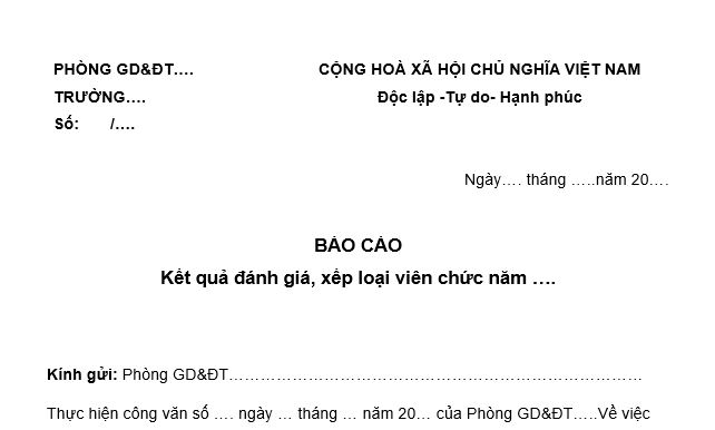 Mẫu báo cáo kết quả đánh giá xếp loại viên chức cuối năm mới nhất là mẫu nào? Tải mẫu về ở đâu?