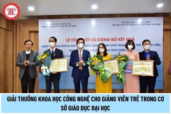 Giải thưởng Khoa học công nghệ cho giảng viên trẻ trong cơ sở giáo dục đại học gồm có những lĩnh vực nào?