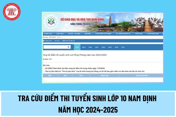 Tra cứu điểm thi tuyển sinh lớp 10 Nam Định năm học 2024-2025 thế nào? Xem điểm thi vào lớp 10 Nam Định ở đâu?