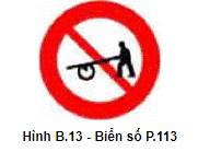 Biển số P.113 "Cấm xe người kéo, đẩy"