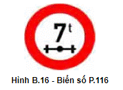 Biển số P.116 "Hạn chế tải trọng trên trục xe"