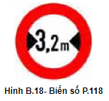 Biển số P.118 "Hạn chế chiều ngang xe"