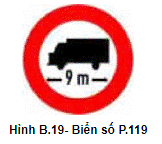 Biển số P.119 "Hạn chế chiều dài xe"