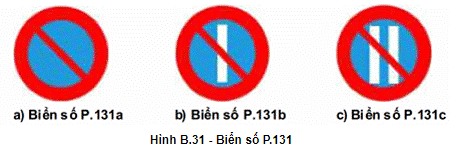 Biển số P.131 (a,b,c)"Cấm đỗ xe"