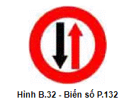 Biển số P.132 "Nhường đường cho xe cơ giới đi ngược chiều qua đường hẹp"