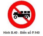 Biển số P.140 "Cấm xe công nông và các loại xe tương tự"