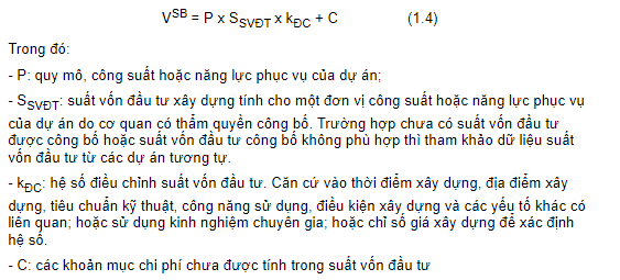 sơ bộ tổng mức đầu tư