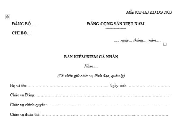 Mẫu bản kiểm điểm cuối năm dành cho cá nhân giữ chức vụ lãnh đạo, quản lý