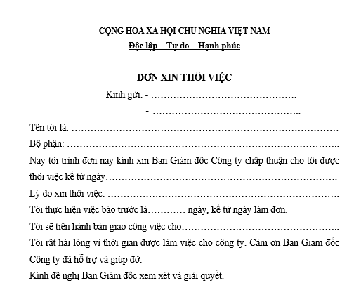 Mẫu đơn xin nghỉ việc (4)