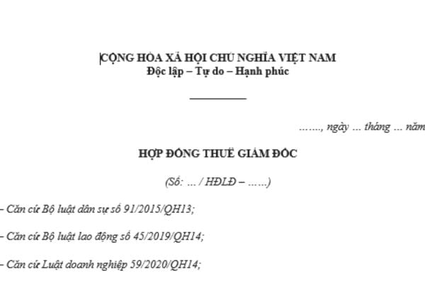 Mẫu hợp đồng thuê giám đốc