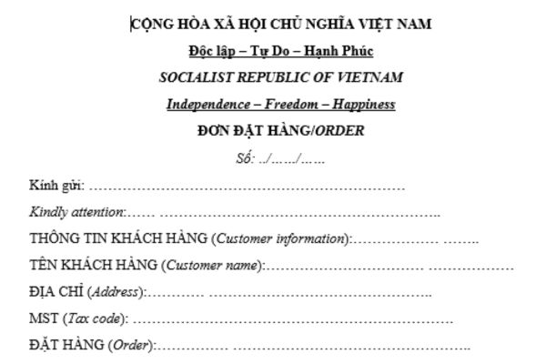 Mẫu đơn đặt hàng