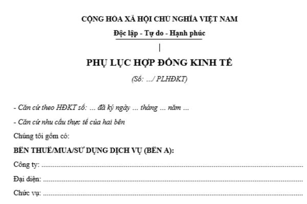 Phụ lục hợp đồng kinh tế