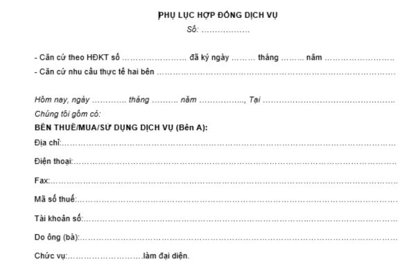 Phụ lục hợp đồng dịch vụ