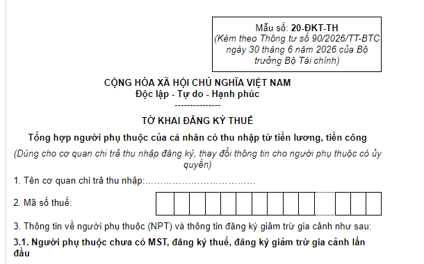 Mẫu Tờ khai đăng ký thay đổi thông tin giảm trừ gia cảnh dùng cho cơ quan chi trả thu nhập có ủy quyền
