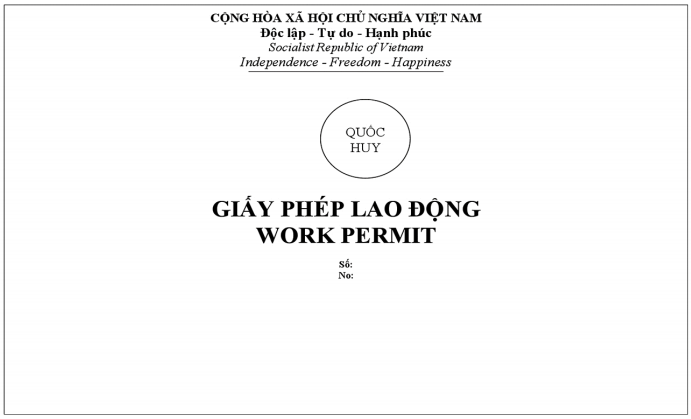 Mẫu Giấy phép lao động cho người lao động nước ngoài tại Việt Nam