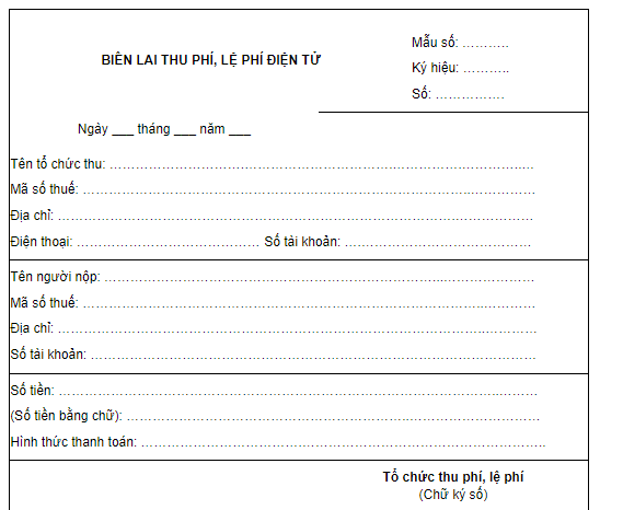 Mẫu 01/PLPĐT Biên lai thu phí lệ phí điện tử áp dụng từ 01/7/2026
