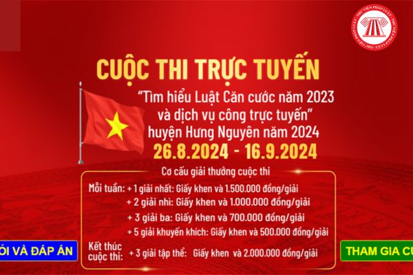 Đáp án Cuộc thi Tìm hiểu Luật Căn cước năm 2023 và Dịch vụ Công trực tuyến Tuần 3 huyện Hưng Nguyên tỉnh Nghệ An?