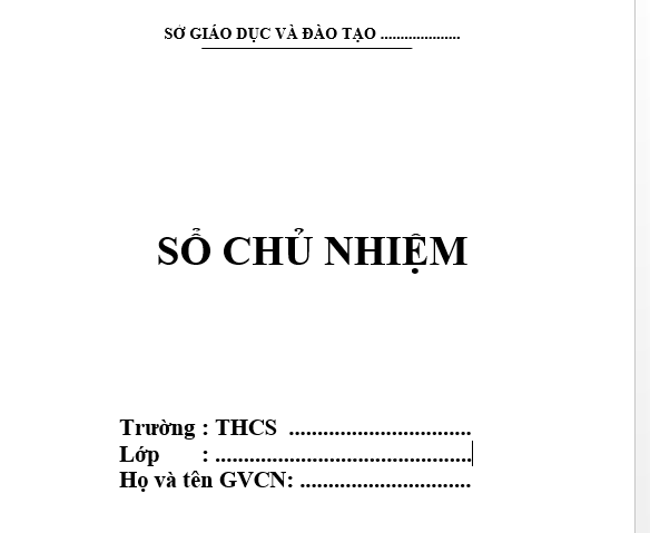 Mẫu sổ chủ nhiêm THCS