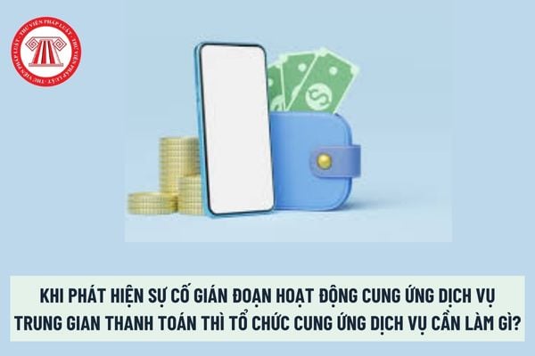 Khi phát hiện sự cố gián đoạn hoạt động cung ứng dịch vụ tổ chức cung ứng dịch vụ trung gian thanh toán cần làm gì?