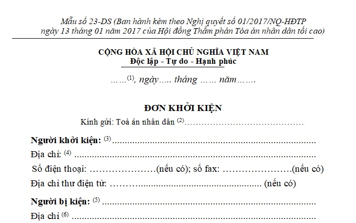 mẫu đơn khởi kiện đòi lại tiền lương