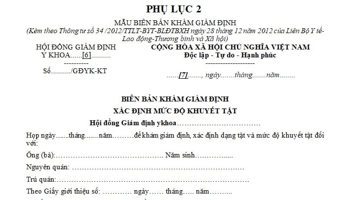 xác định mức độ khuyết tật