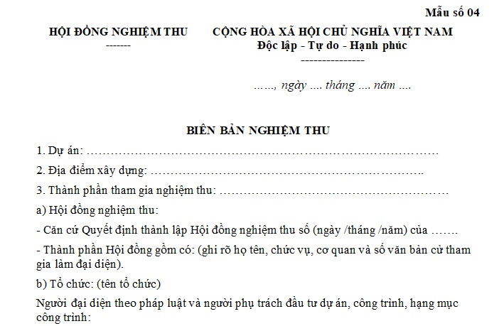 mẫu biên bản nghiệm thu đối với việc hỗ trợ nâng cao hiệu quả chăn nuôi