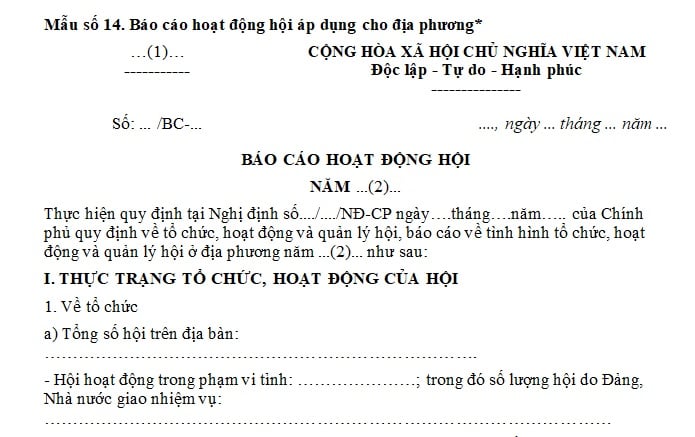 báo cáo hoạt động hội