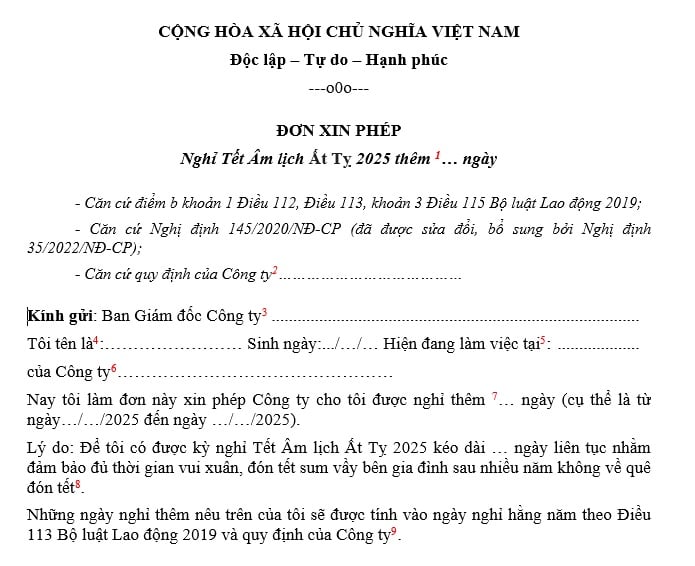 đơn xin nghỉ phép sớm