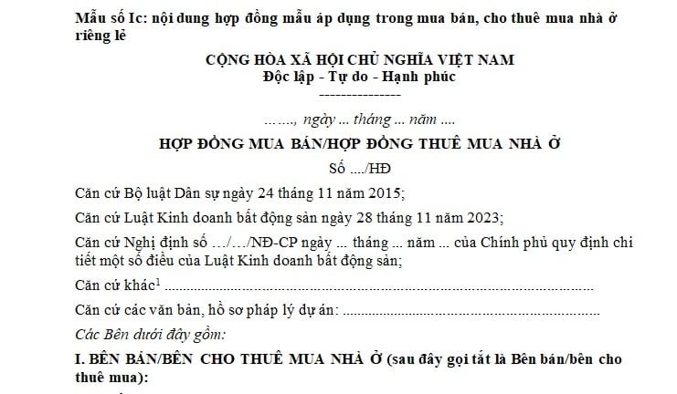 hợp đồng mua bán nhà ở đang cho thuê