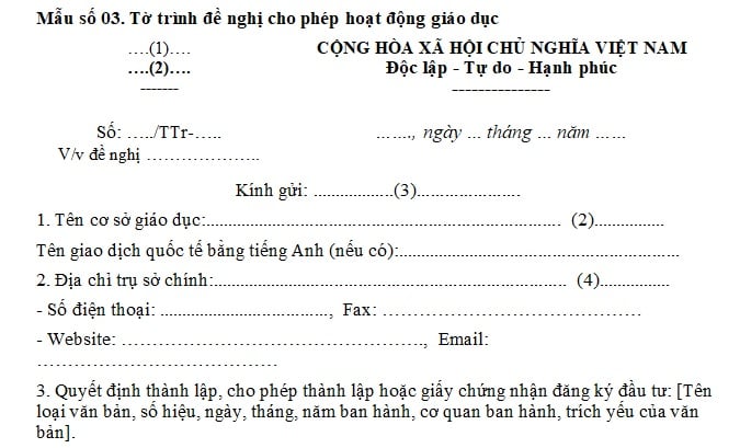 trường mầm non tư thục hoạt động giáo dục