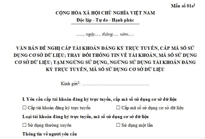 mẫu vb đề nghị tạm ngừng sd tk đăng ký trực tuyến