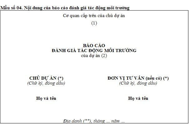 báo cáo đánh giá tác động mt