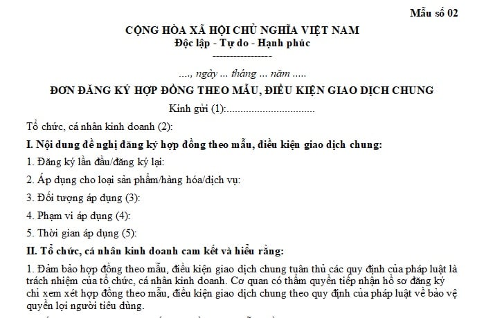 đơn đk hợp đồng theo mẫu cung cấp dịch vụ liên tục