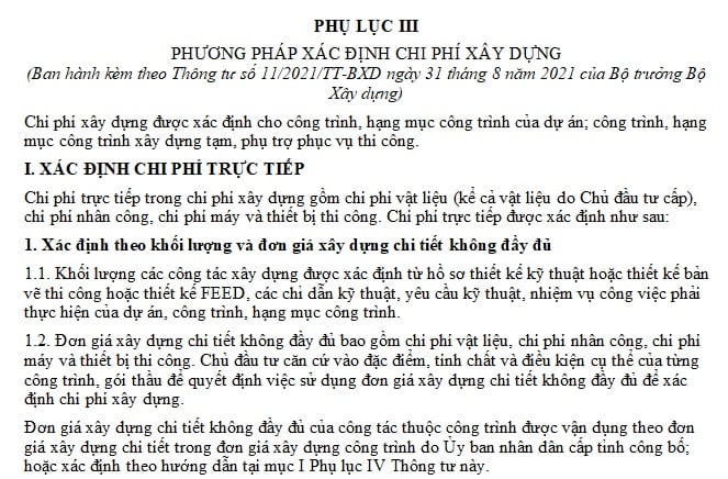 phương pháp xác định chi phí xây dựng