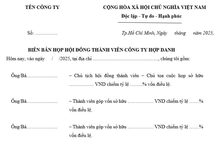 biên bản họp hội đồng thành viên công ty hợp danh