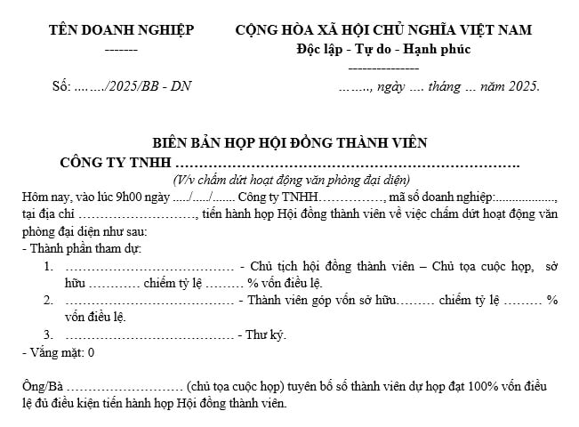 biên bản họp giải thể công ty TNHH