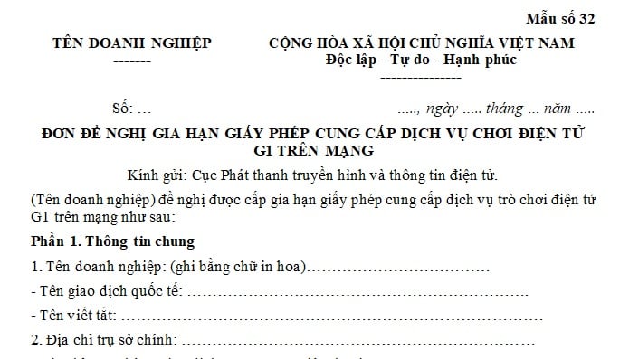 đơn đề nghị gia hạn