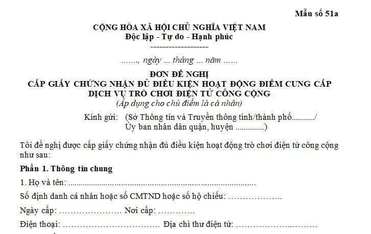 giấy chứng nhận đủ đk hoạt động cung cấp dv trò chơi điện tử công cộng