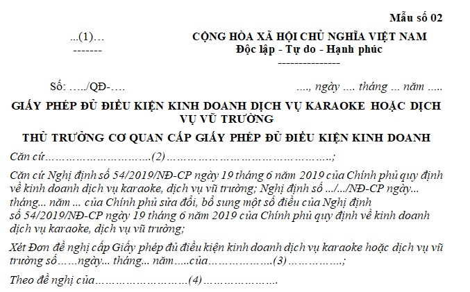 mẫu giấy phép kd dv karaoke