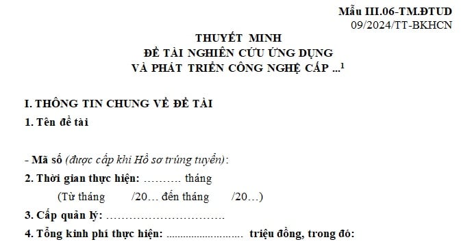 thuyết minh đề tai nghiên cứu ứng dụng và phát triển công nghệ