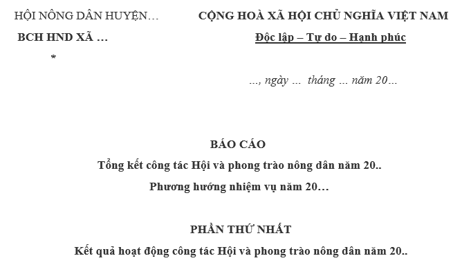  Mẫu Báo cáo tổng kết công tác Hội và phong trào nông dân mới nhất