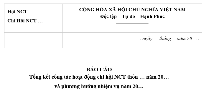 Mẫu Báo cáo tổng kết cuối năm của Hội người cao tuổi mới nhất