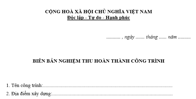 Mẫu biên bản nghiệm thu khối lượng hoàn thành hạng mục công trình, công trình xây dựng mới nhất?