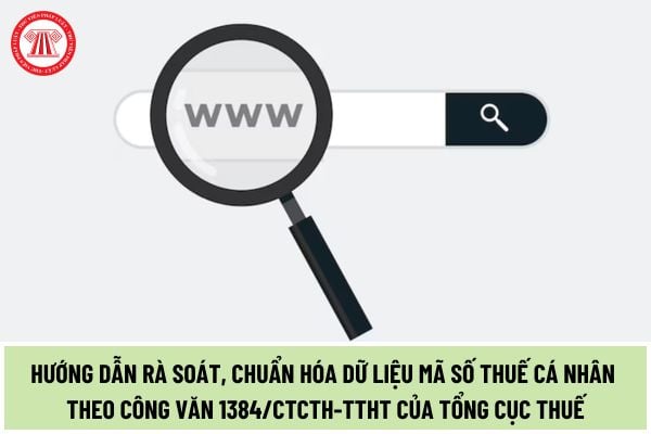 Hướng dẫn rà soát, chuẩn hóa dữ liệu mã số thuế cá nhân theo Công văn 1384/CTCTH-TTHT của Tổng cục Thuế như thế nào?