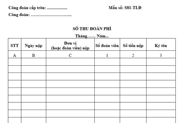 Mẫu sổ thu đoàn phí công đoàn mới nhất? Tải mẫu ở đâu? Mức đóng đoàn phí công đoàn là bao nhiêu?