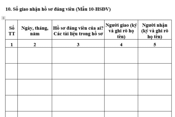 Mẫu Sổ giao nhận hồ sơ đảng viên mới nhất là mẫu nào? Tải mẫu ở đâu? Yêu cầu quản lý hồ sơ đảng viên?