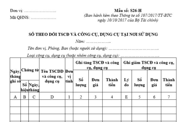 Mẫu sổ theo dõi tài sản cố định và công cụ, dụng cụ tại nơi sử dụng trong công đoàn cơ sở? Hướng dẫn phương pháp ghi?