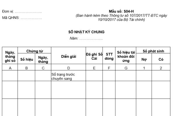 Mẫu Sổ nhật ký chung Thông tư 107? Tải mẫu ở đâu? Hướng dẫn cách lập mẫu Sổ nhật ký chung chi tiết?