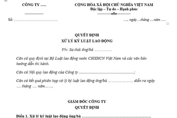 Mẫu quyết định sa thải nhân viên là mẫu nào? Tải mẫu ở đâu? Doanh nghiệp có quyền sa thải nhân viên trong trường hợp nào?